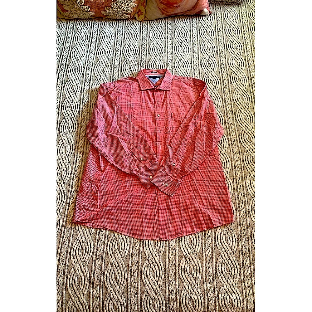 Red And White Button Down Shirt Size 17.5 34-35